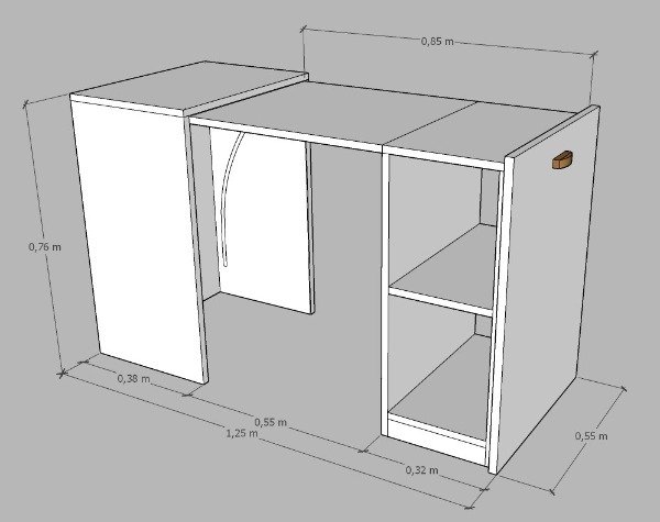 Escritorio Edimburgo plegable multifuncional - Imagen 3