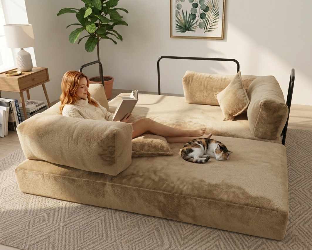 Sofá Cama Teddy L – Felpa o Lino 200cm | Precio de Fábrica | Practimuebles Chile - Imagen 2