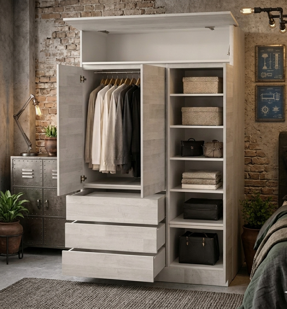 Closet ropero 3 puertas melamina con maletero Practimuebles Chile" / "closet 3 puertas cajones precio fábrica Santiago